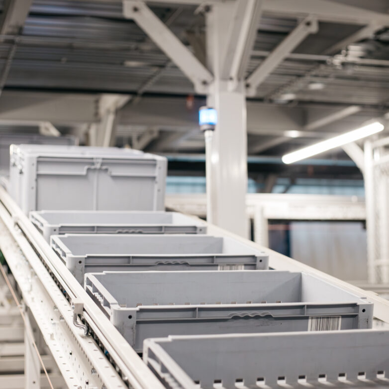 Warehouse storage crate designed for streamlined logistics and organization.